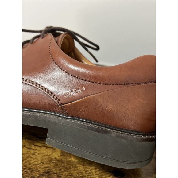 ECCO Helsinki Brown Leather Dress Shoes Mens Size 44 Oxfords 10-10.5 ~ NICE GUC! main image 5